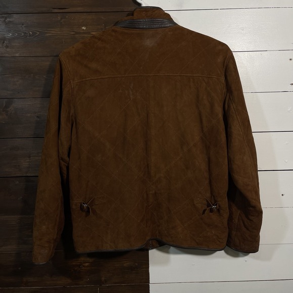Peter Millar Suede Quilted Leather Jacket Men's XL Brown - Picture 2 of 10